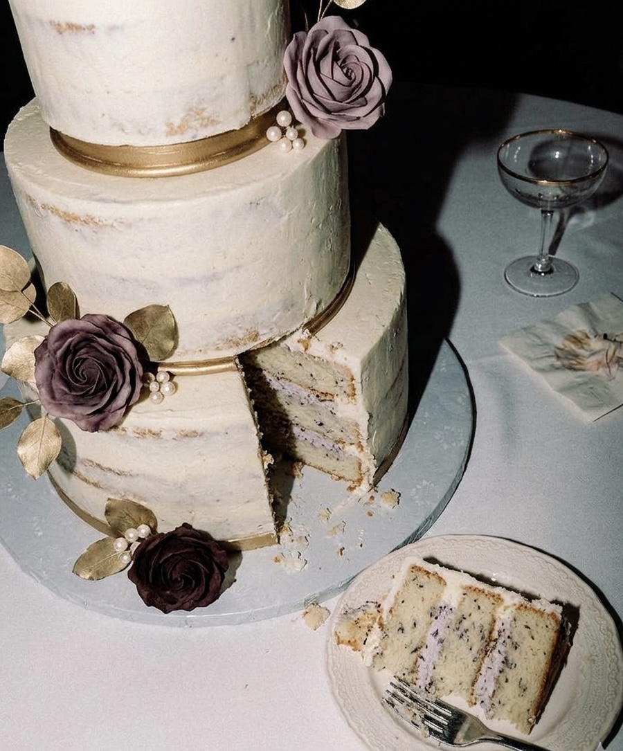 A pale tiered cake
